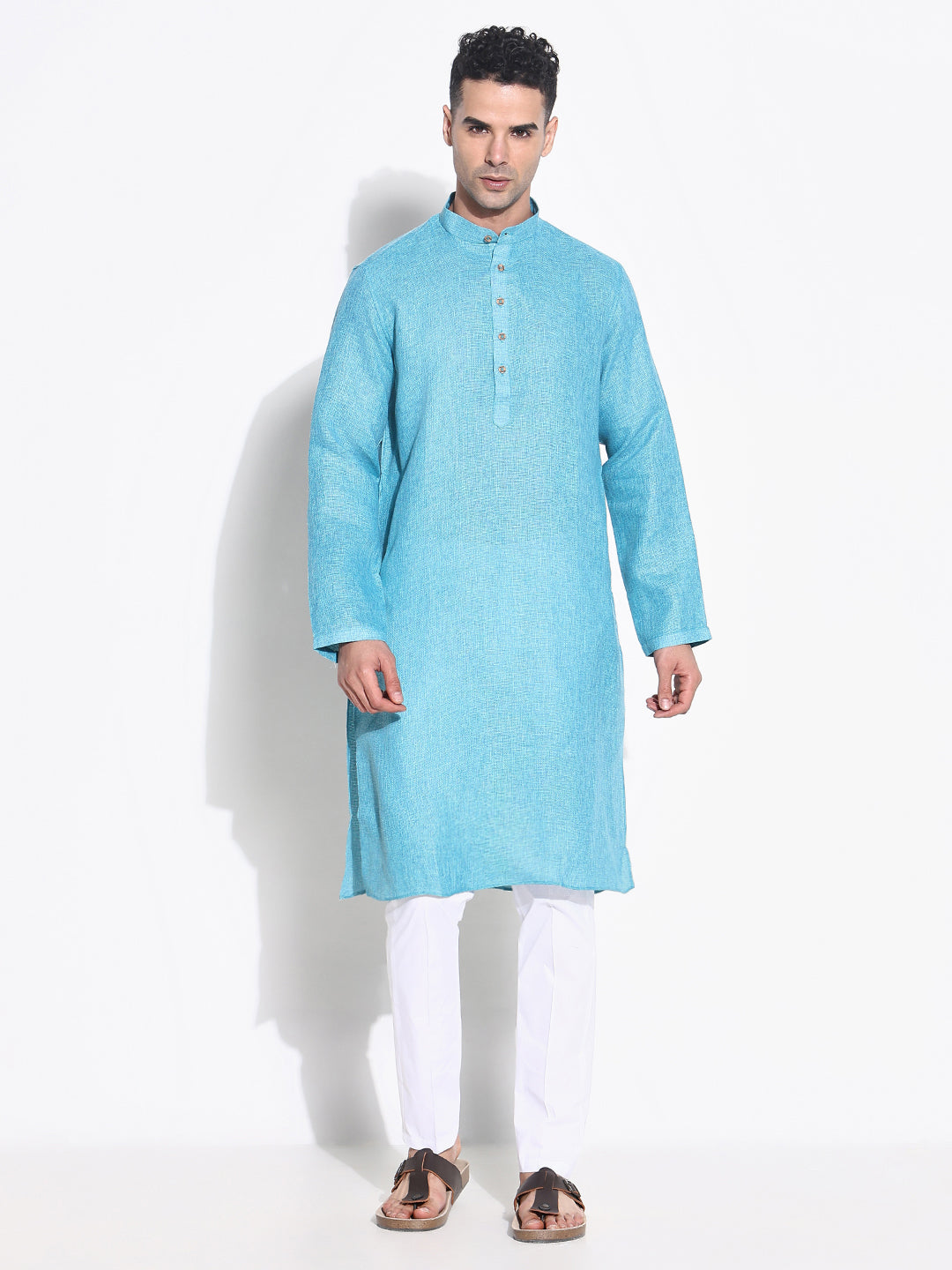 Men Blue Solid Kurta Set