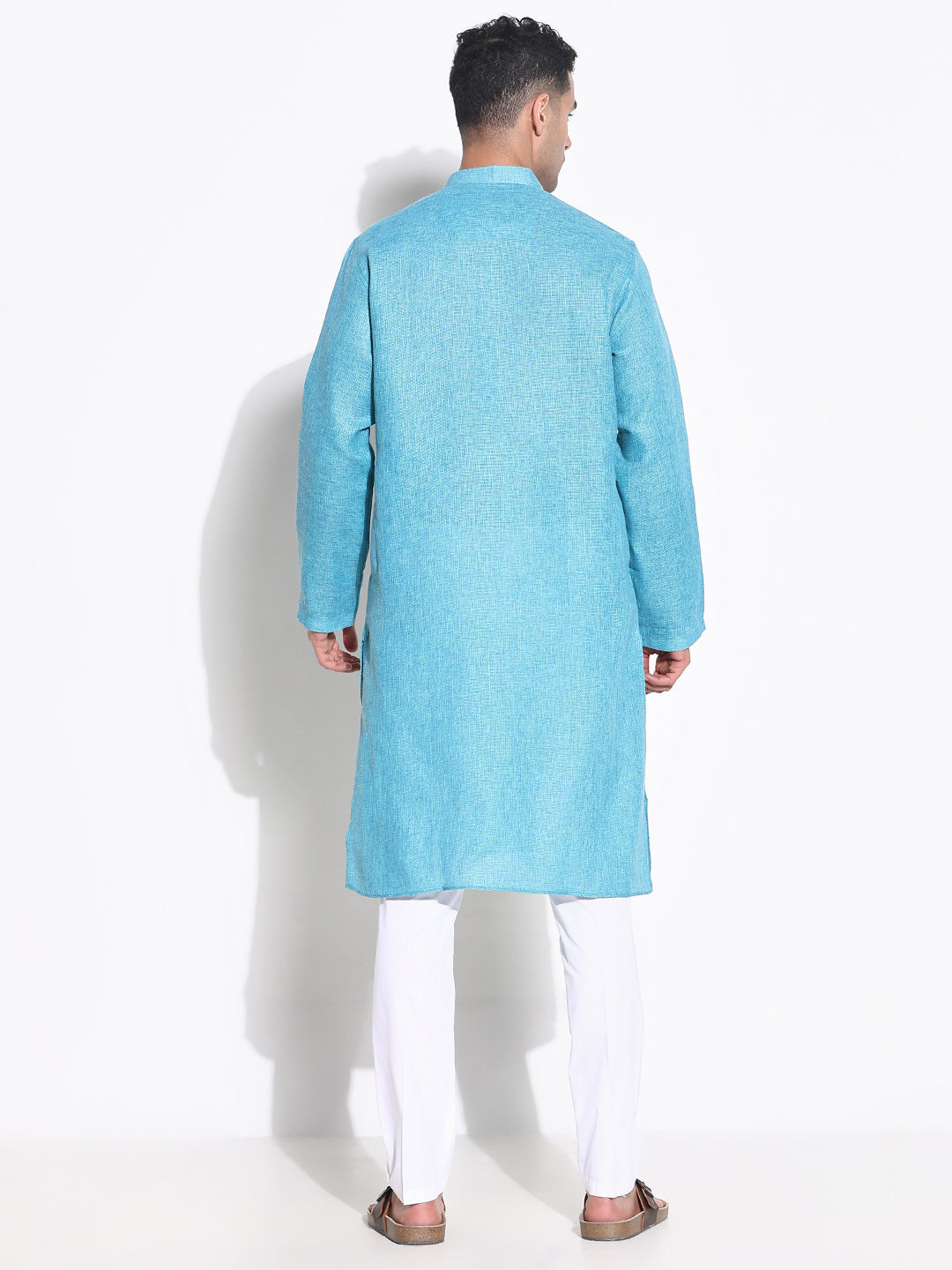 Men Blue Solid Kurta Set