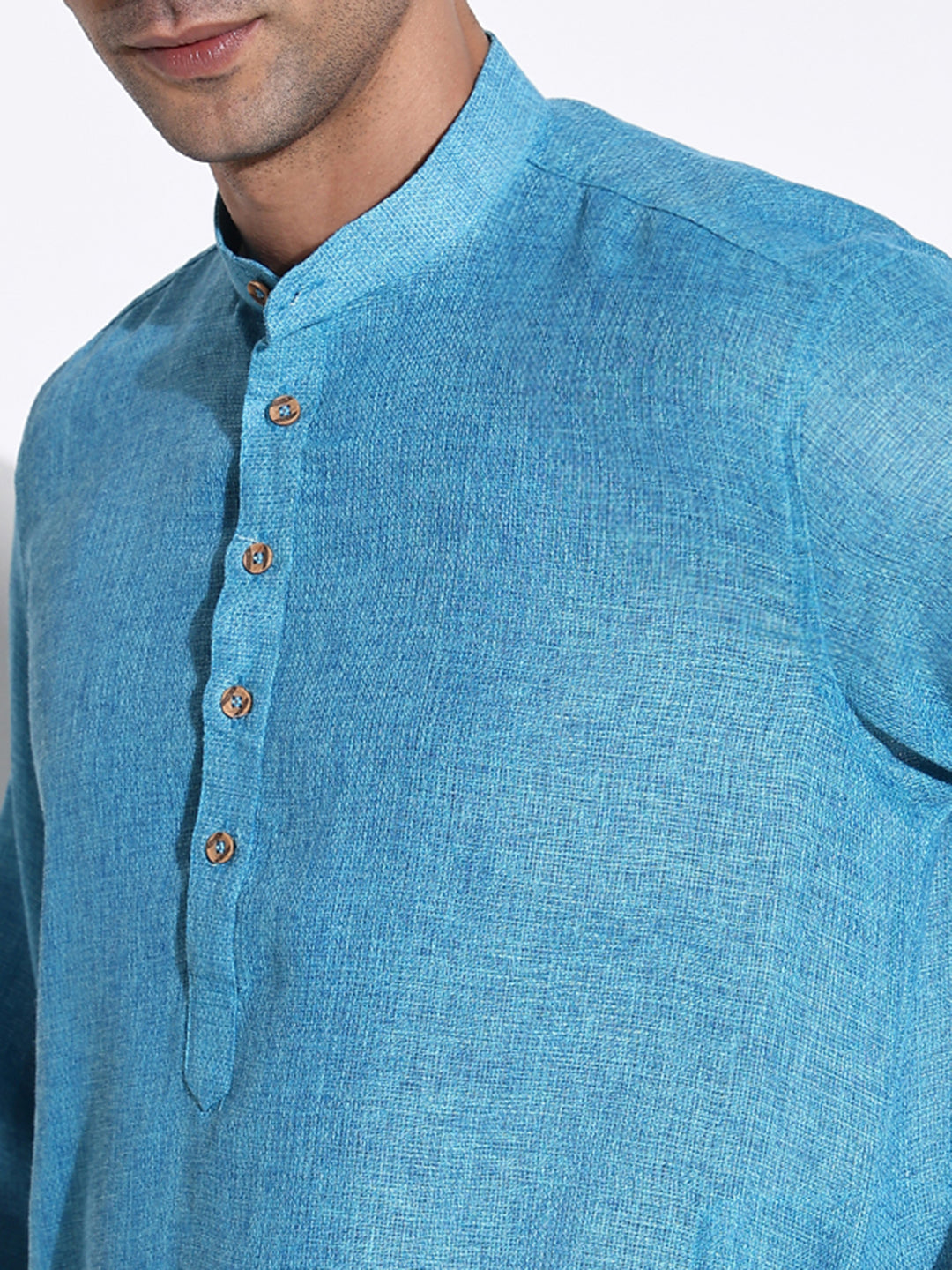 Men Blue Solid Kurta Set