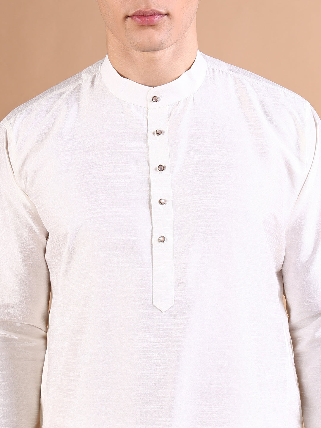 Men White Solid Kurta Set with Nehru jacket