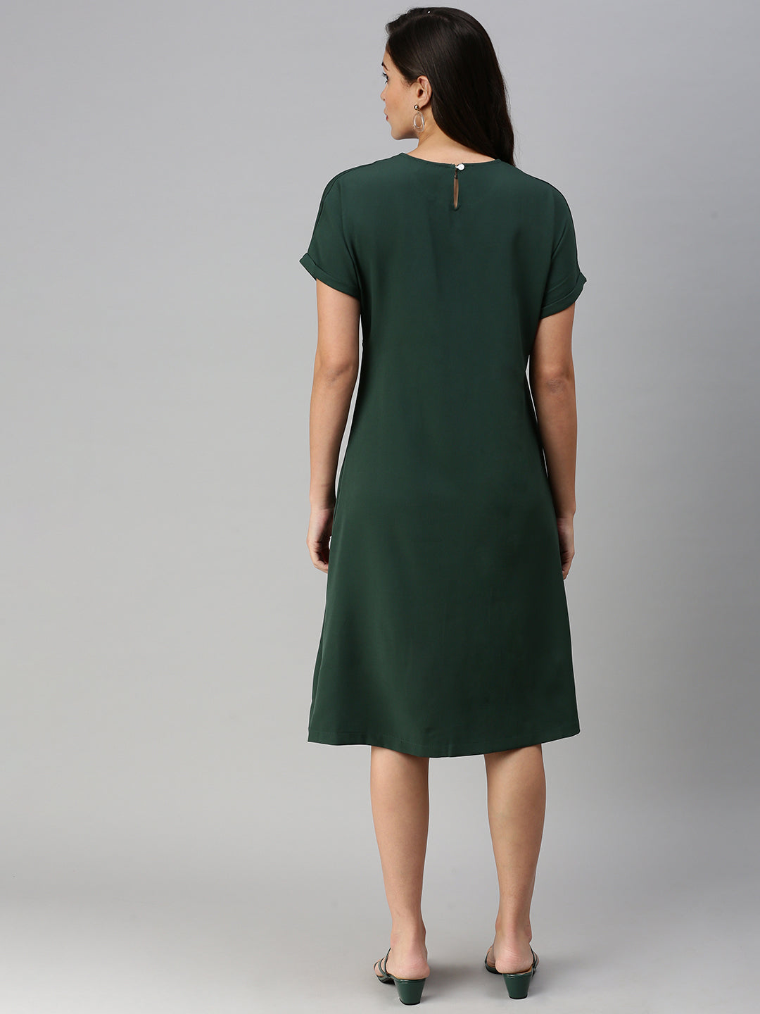 Women Solid Sheath Green Dress