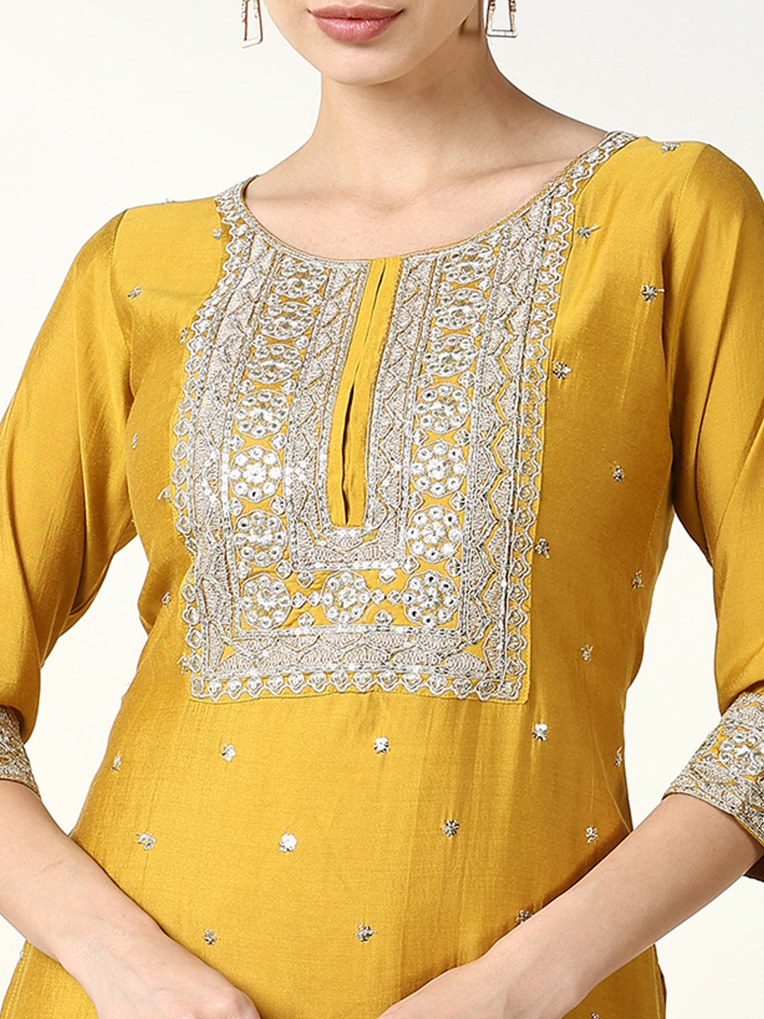 Women Solid Yellow Straight Kurta Set with Dupatta