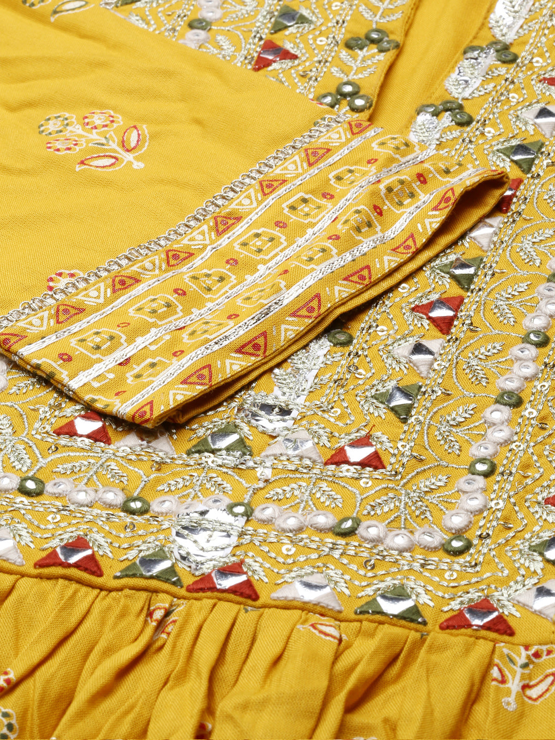 Women Graphic Yellow Anarkali Kurta Set with Dupatta