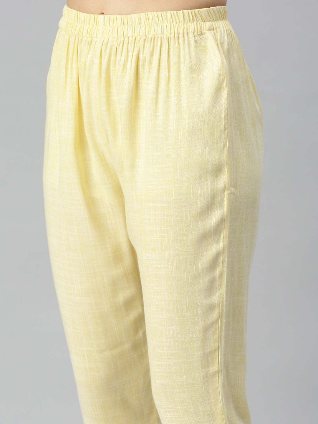 Women Straight Yellow Striped Kurta and Trousers