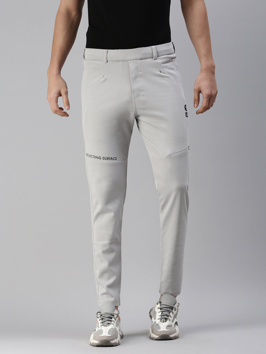 Men Solid Grey Slim Fit Trackpant