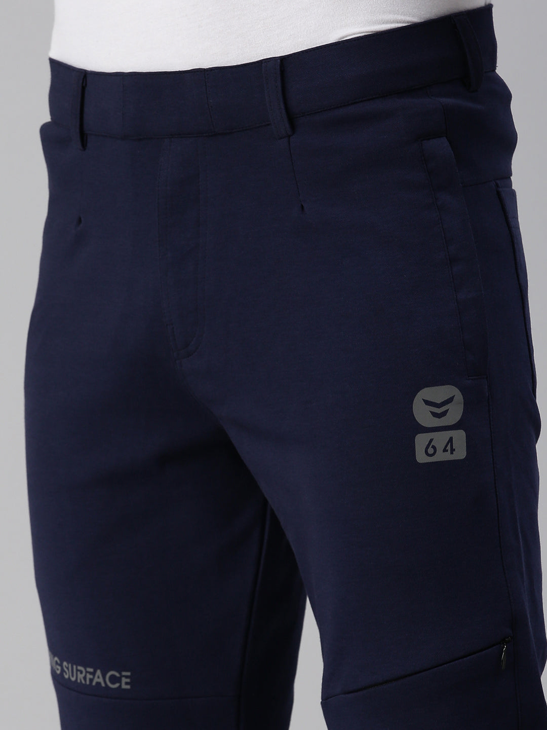 Men Solid Navy Blue Slim Fit Trackpant
