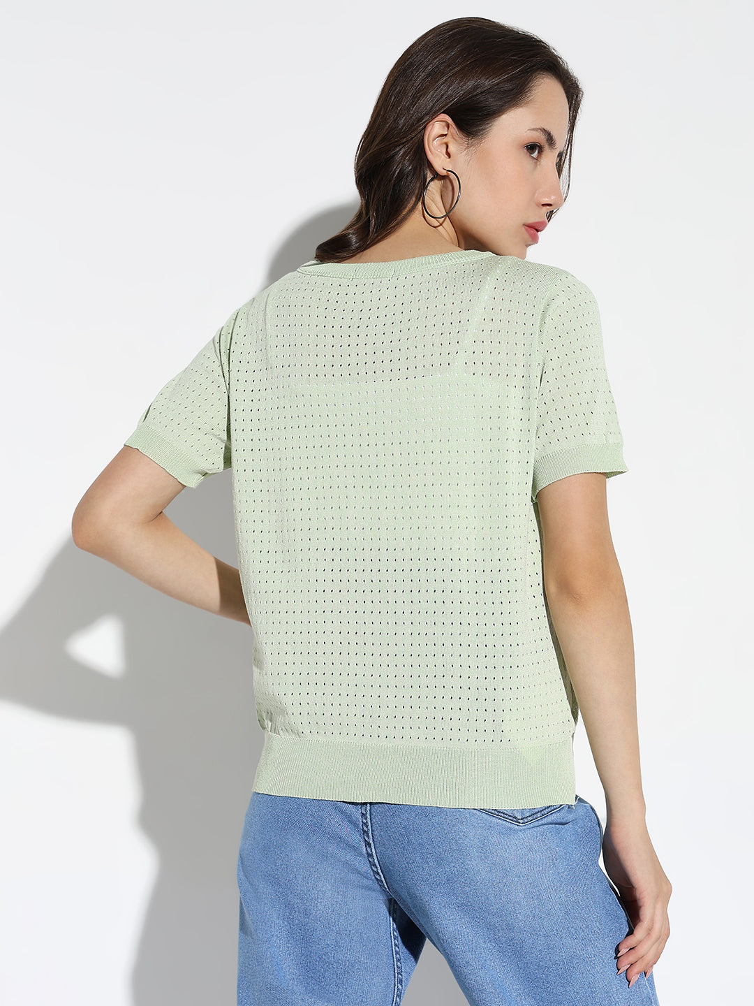 Women Green Solid Top