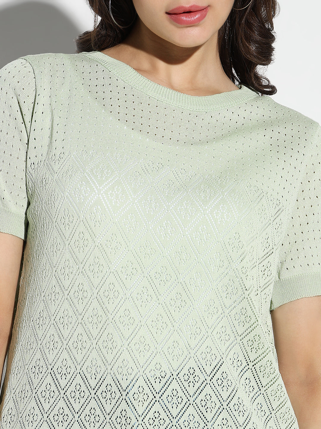 Women Green Solid Top