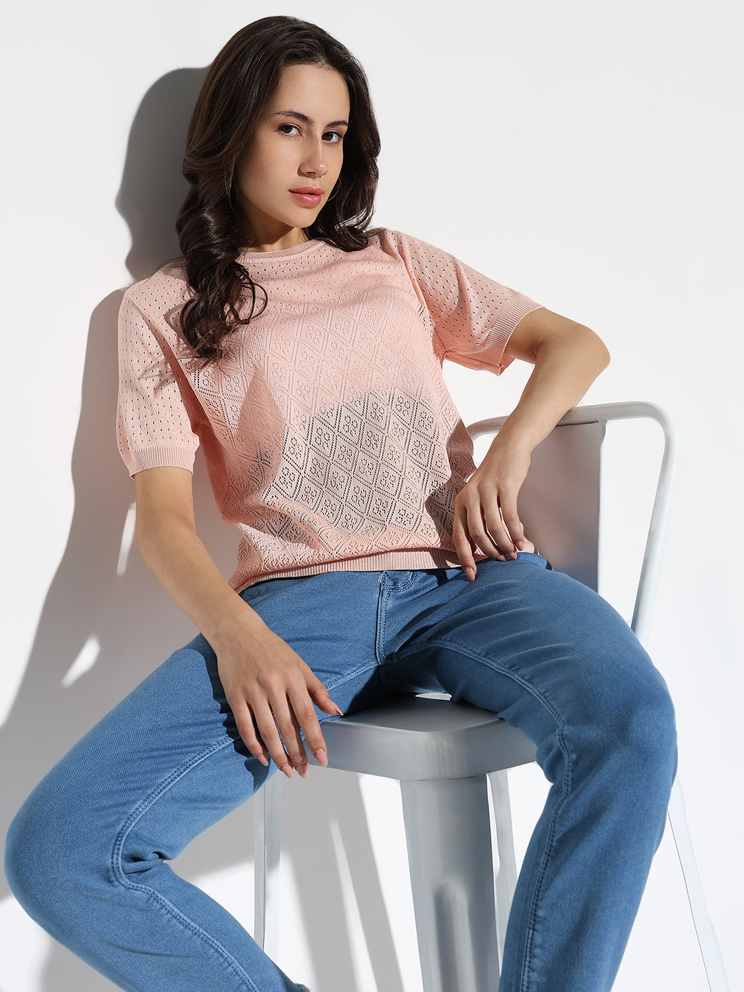 Women Peach Solid Top