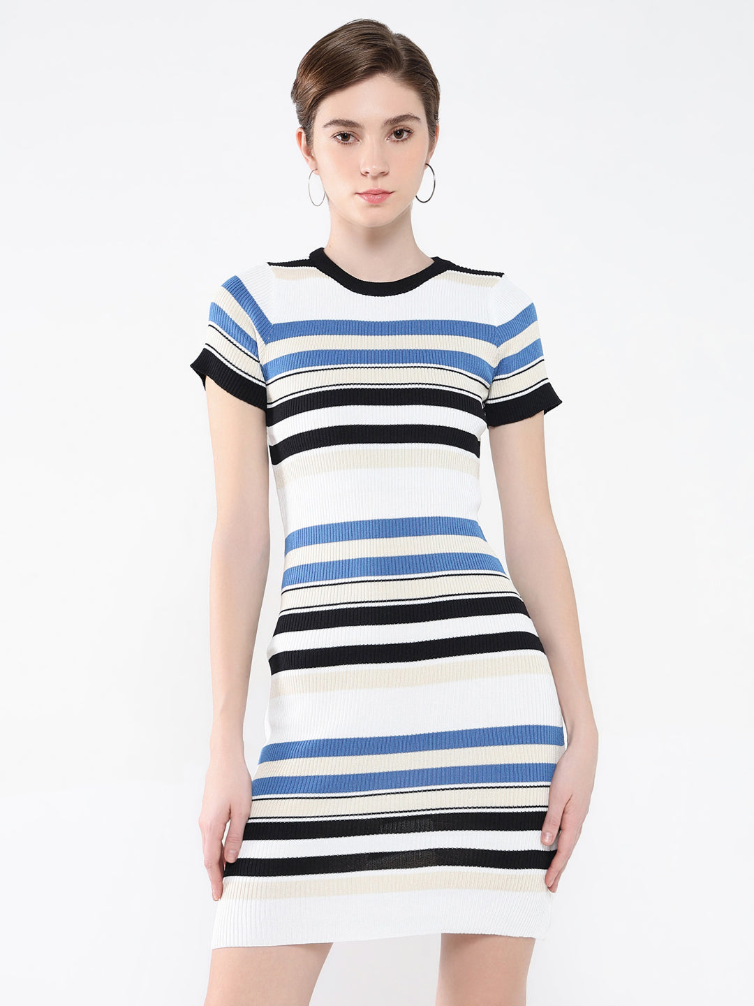 Women Striped OffWhite Bodycon Dress