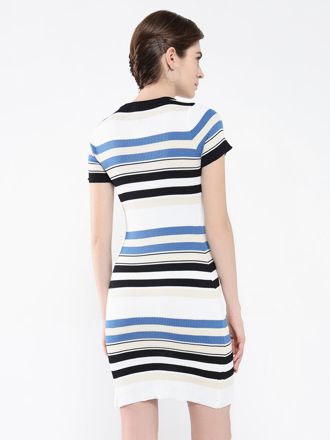 Women Striped OffWhite Bodycon Dress