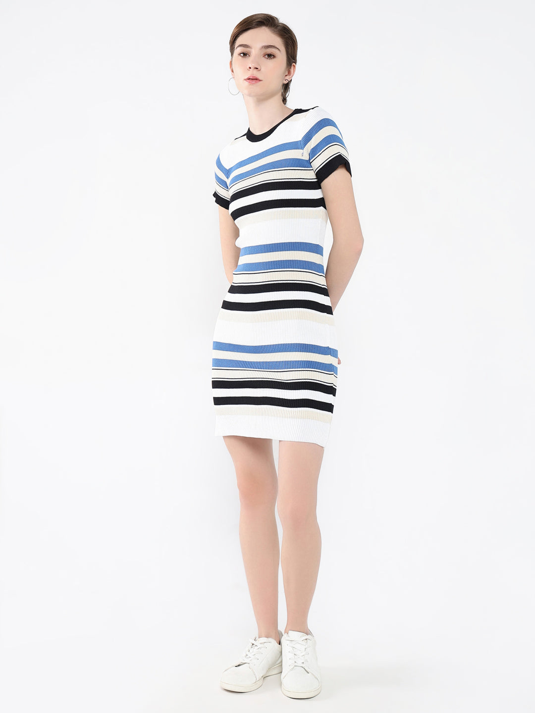 Women Striped OffWhite Bodycon Dress