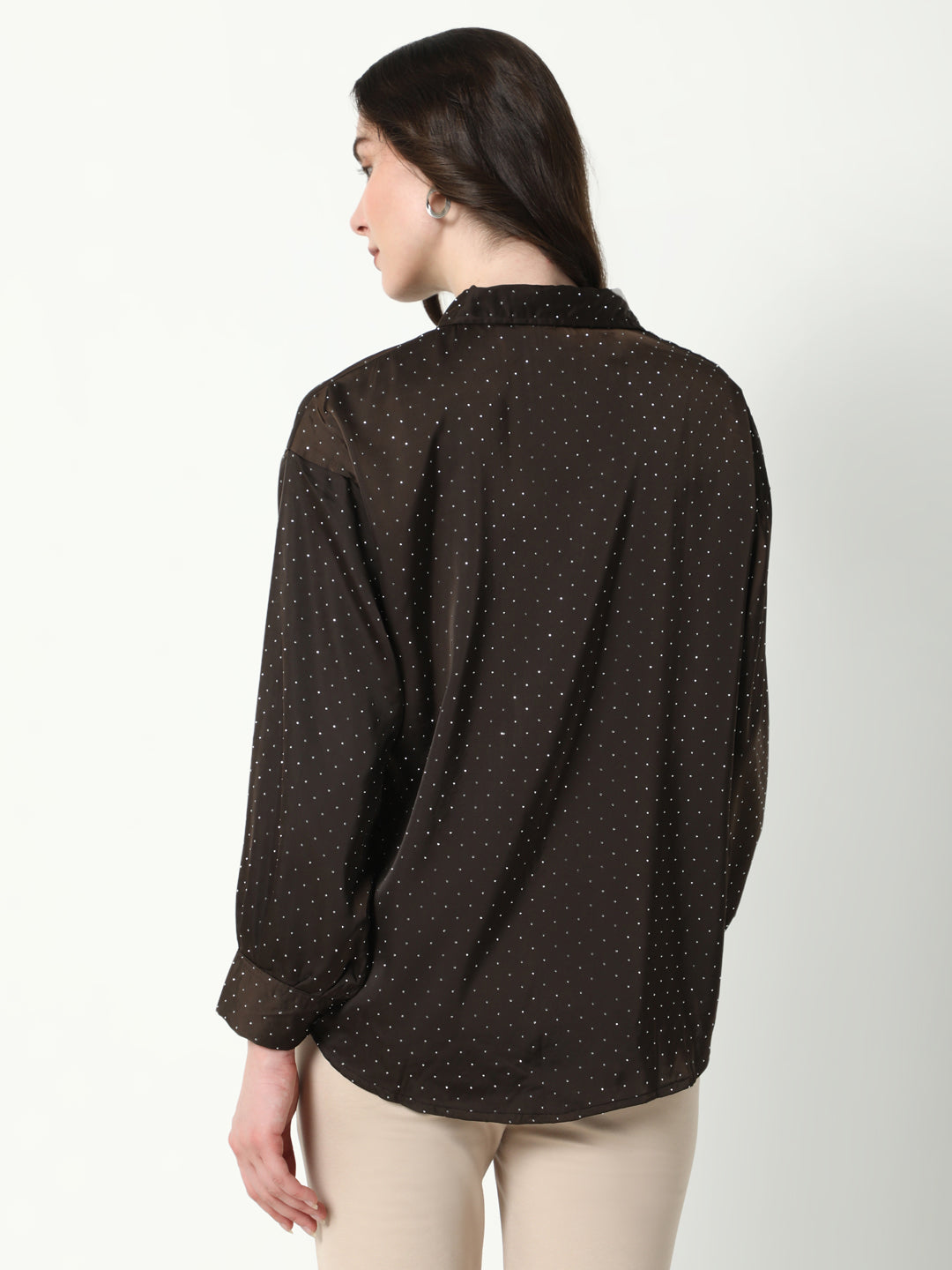 Women Brown Solid Oversized Shirt