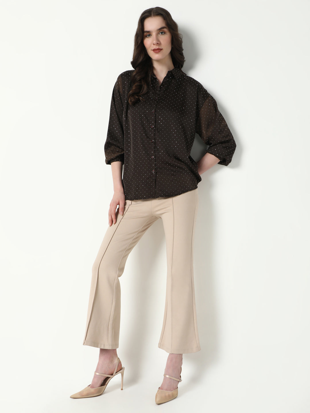 Women Brown Solid Oversized Shirt