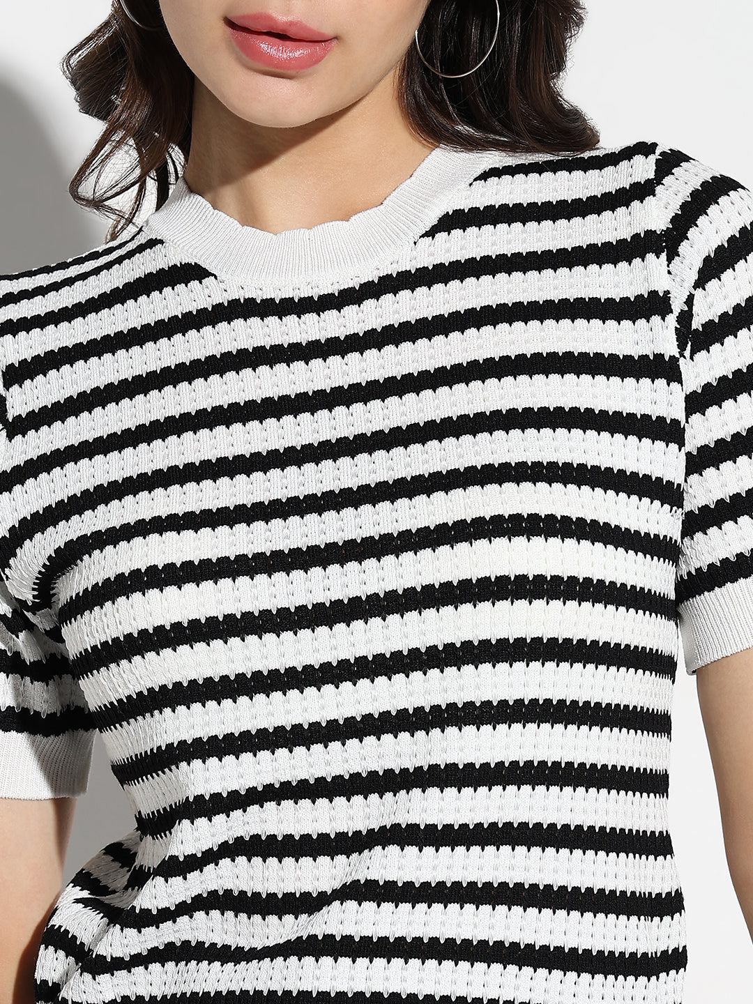 Women Black Striped Top