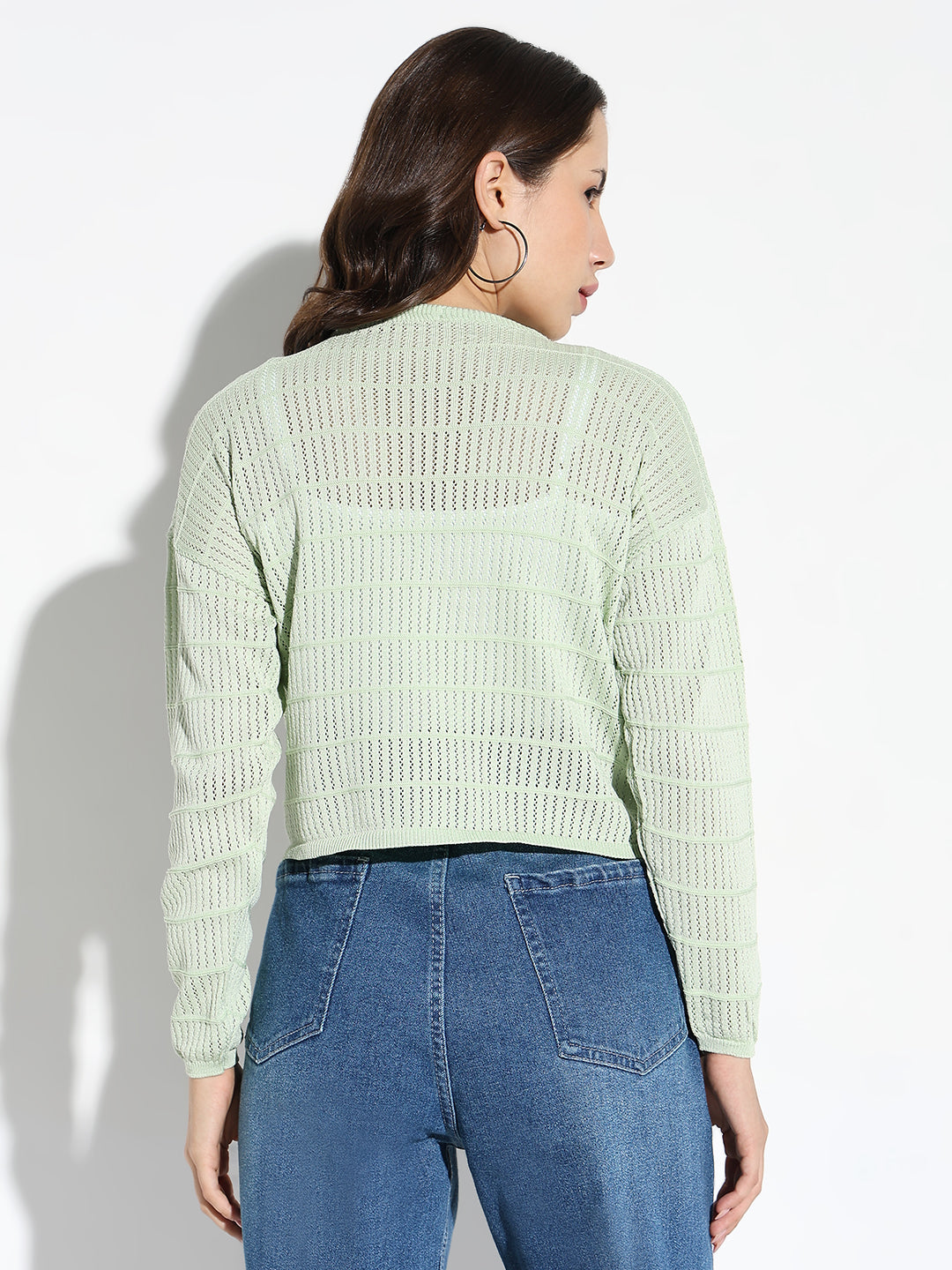 Women Green Solid Top