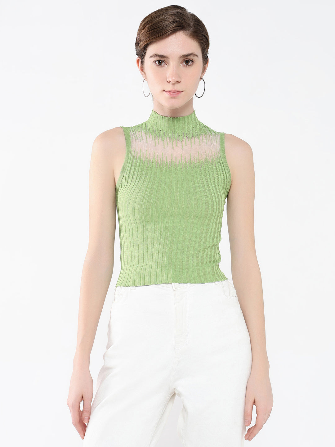 Women Solid Green Top