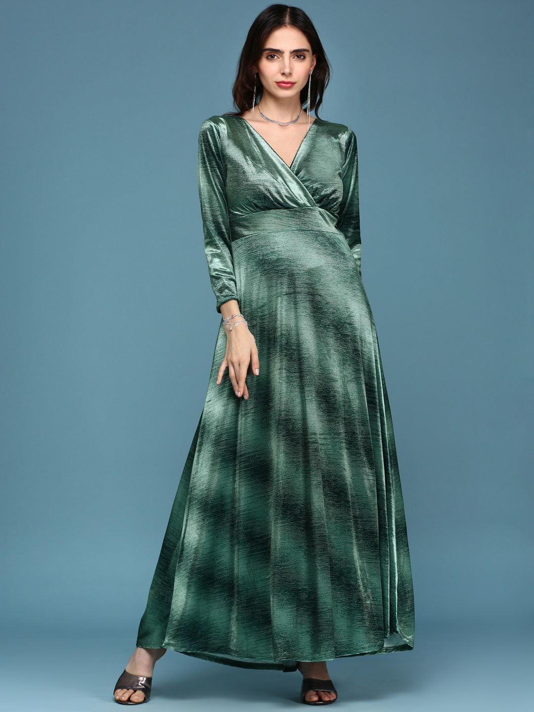 Women Green Tie and Dye Fit and Flare Dress