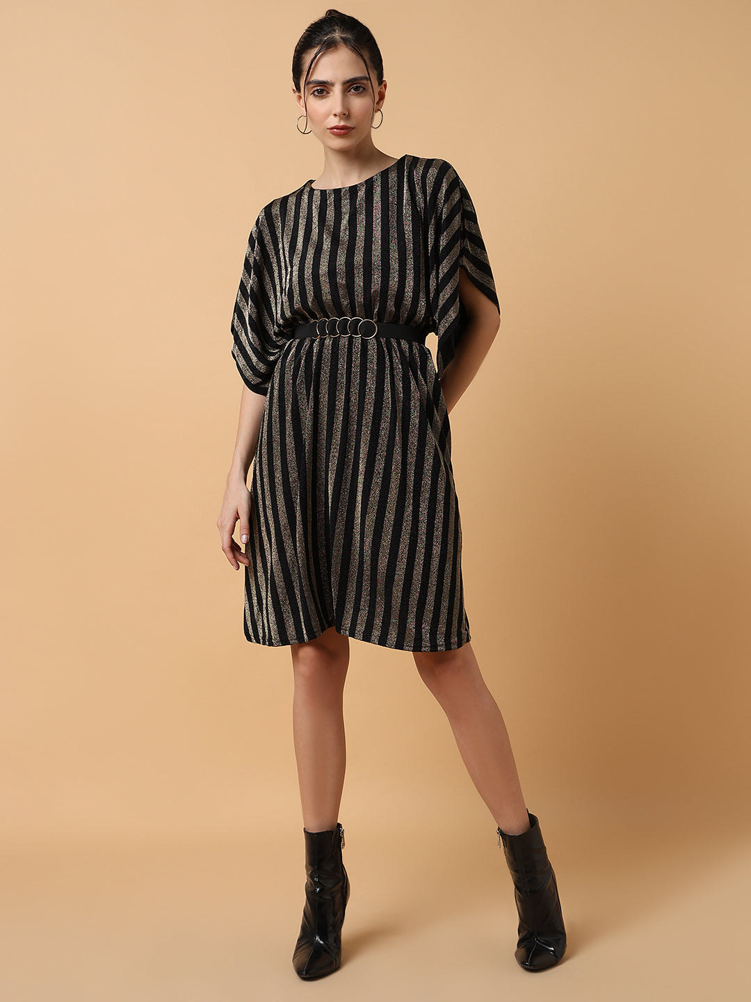 Women Striped Kaftan Copper Dress