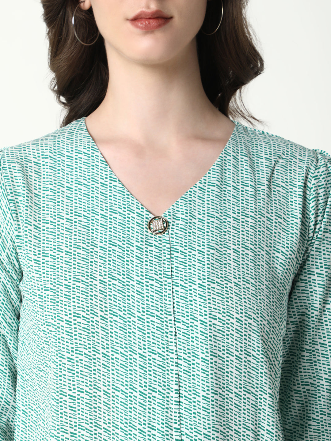 Women Green Geometric Top