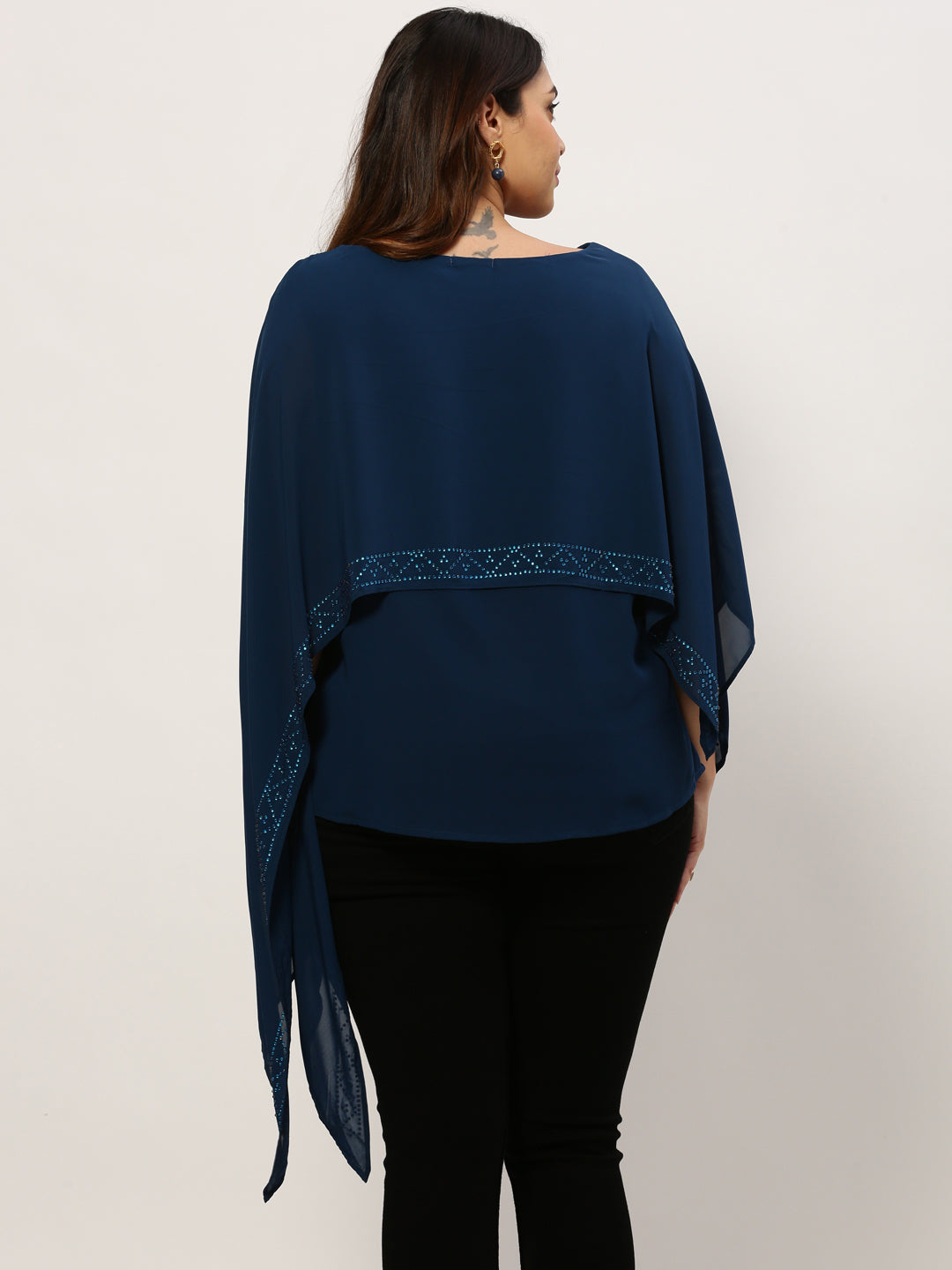 Women Boat Neck Solid Teal Top