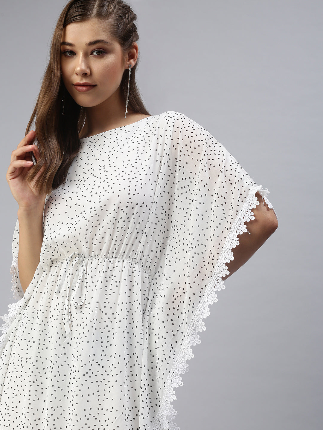 Women Printed Kaftan White Dress