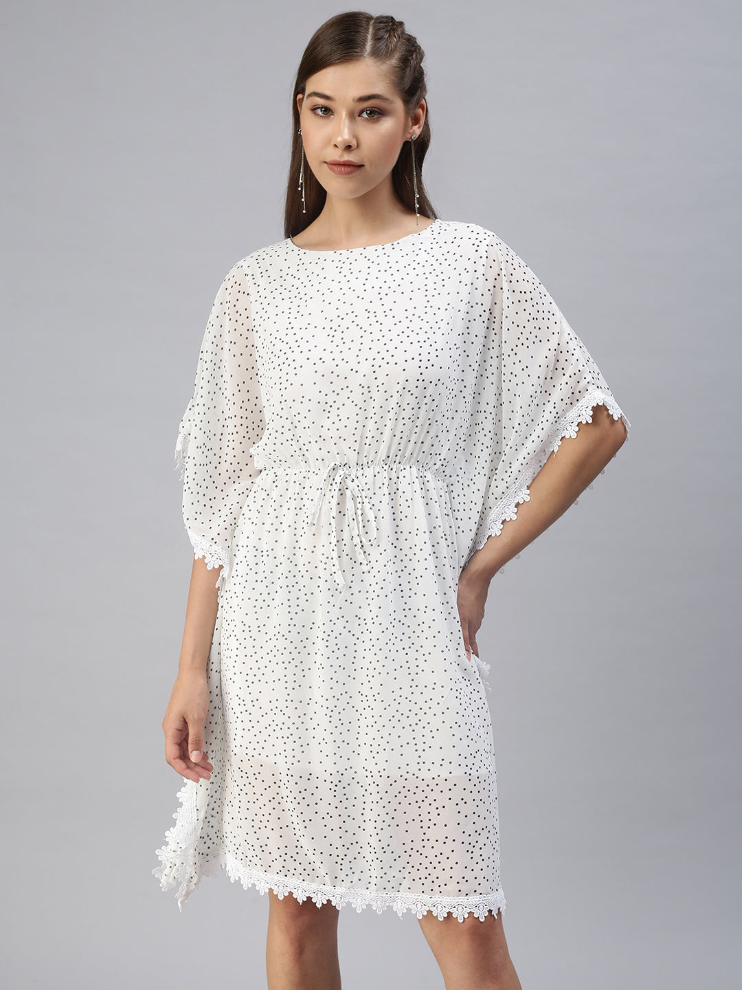 Women Printed Kaftan White Dress