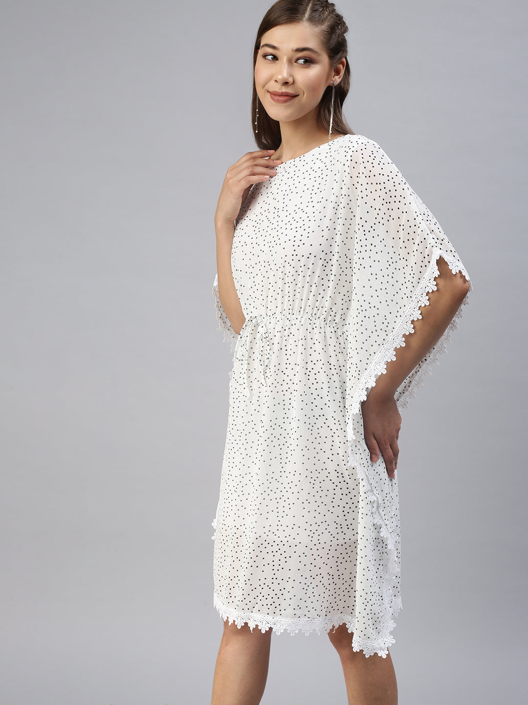 Women Printed Kaftan White Dress