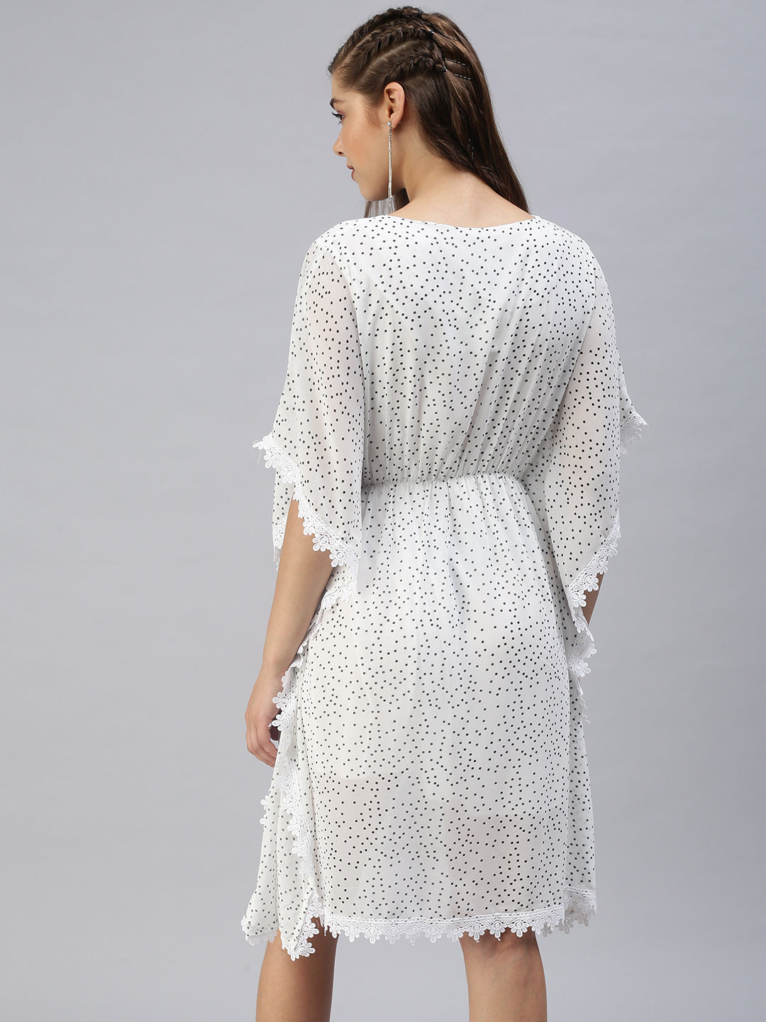 Women Printed Kaftan White Dress