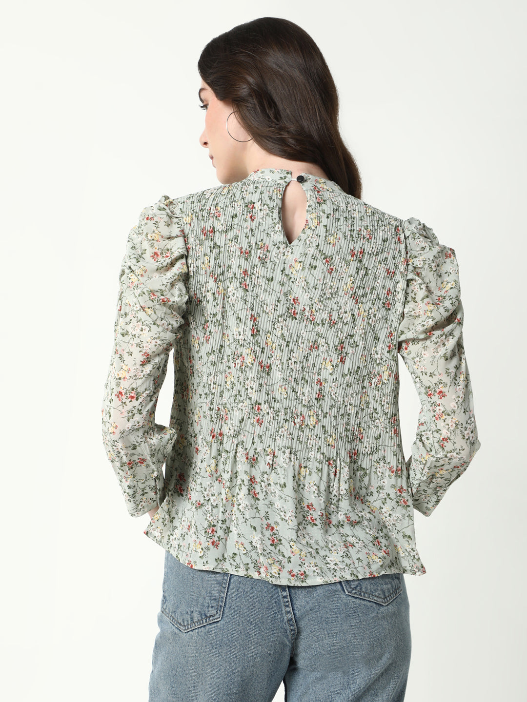 Women Green Floral Top