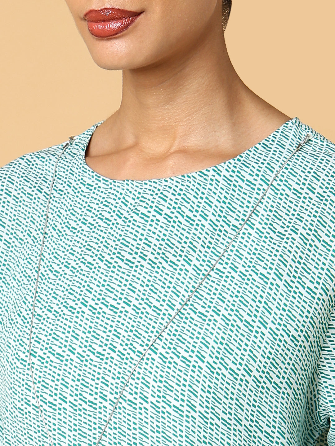 Women Green Abstract Top