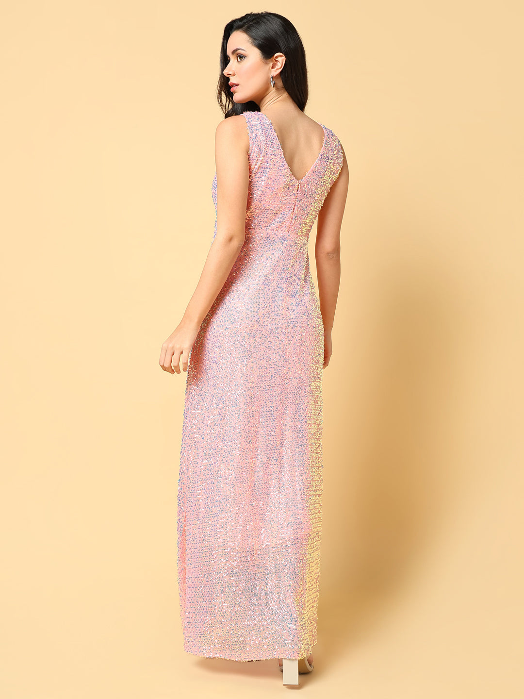 Women Embellished Peach A-Line Dress