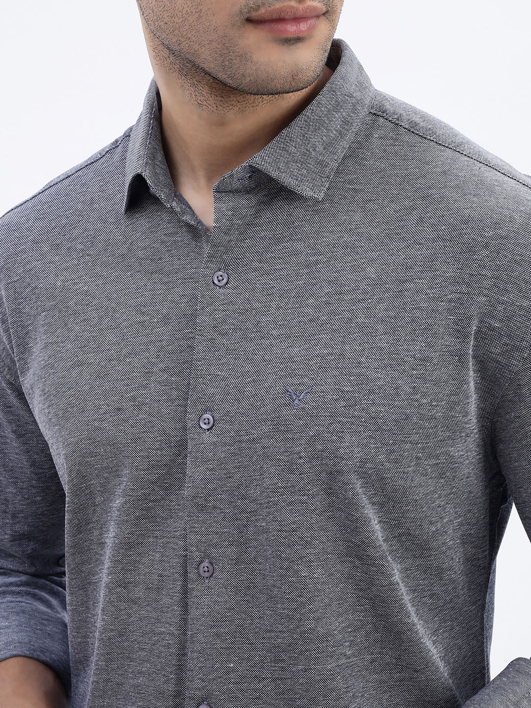 Men Grey Solid Slim Fit Shirt