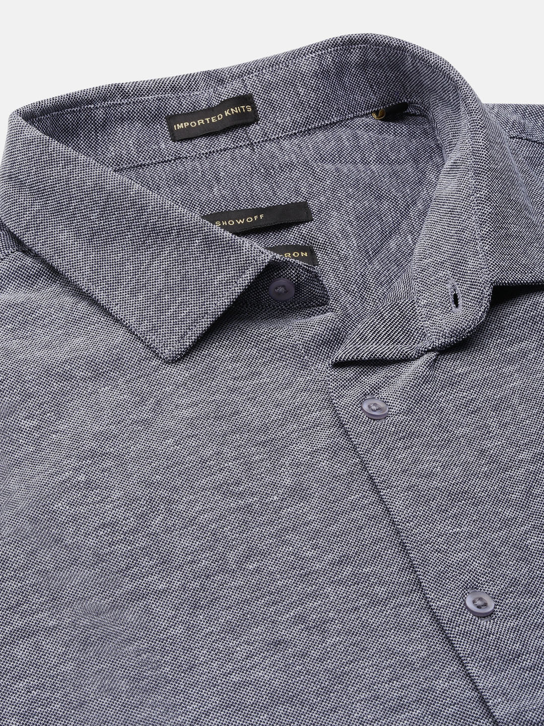 Men Grey Solid Slim Fit Shirt