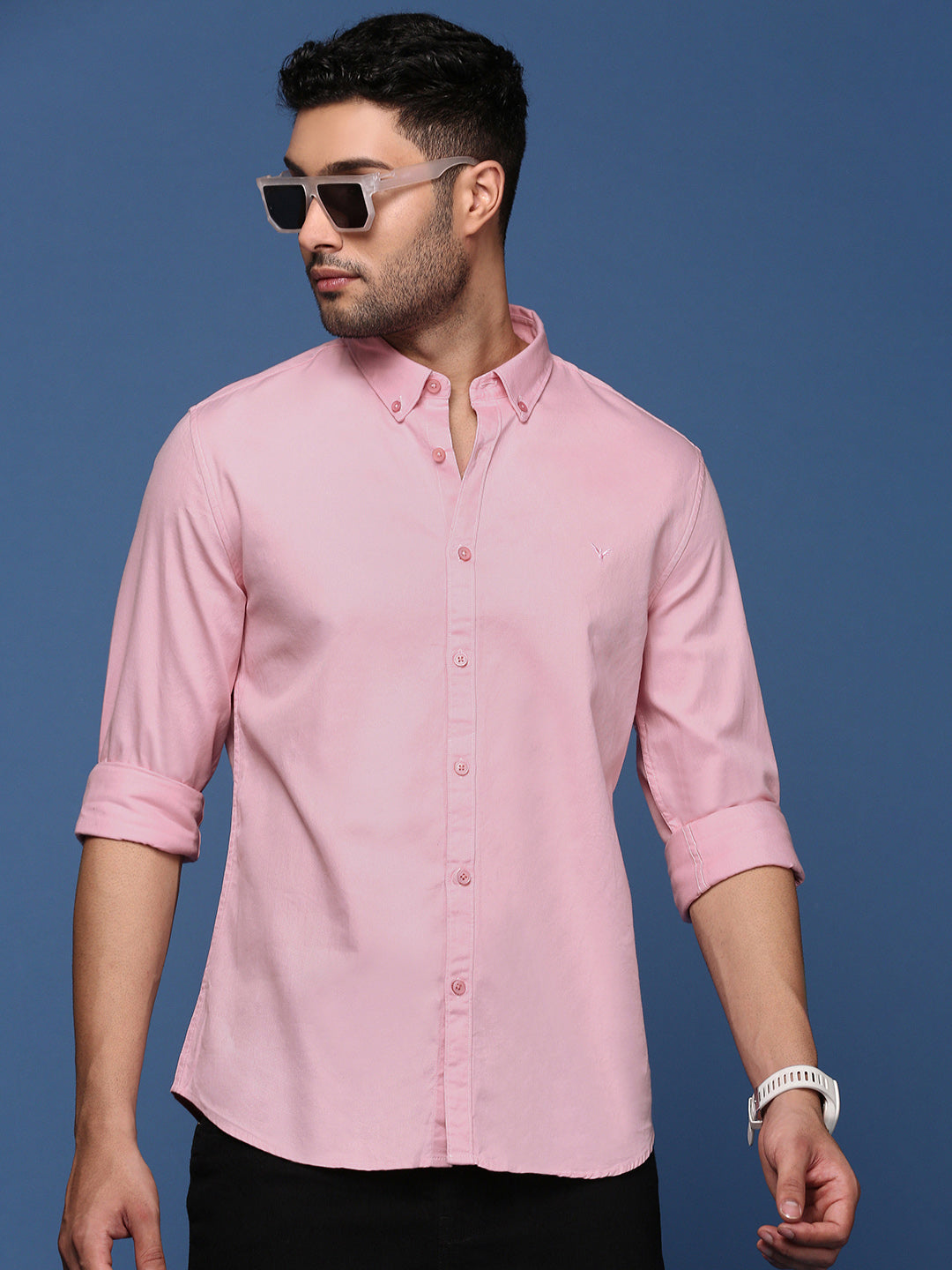 Men Solid Pink Slim Fit Shirt