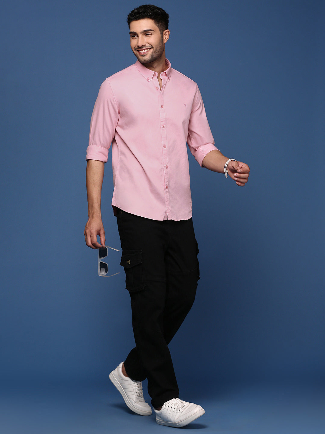 Men Solid Pink Slim Fit Shirt