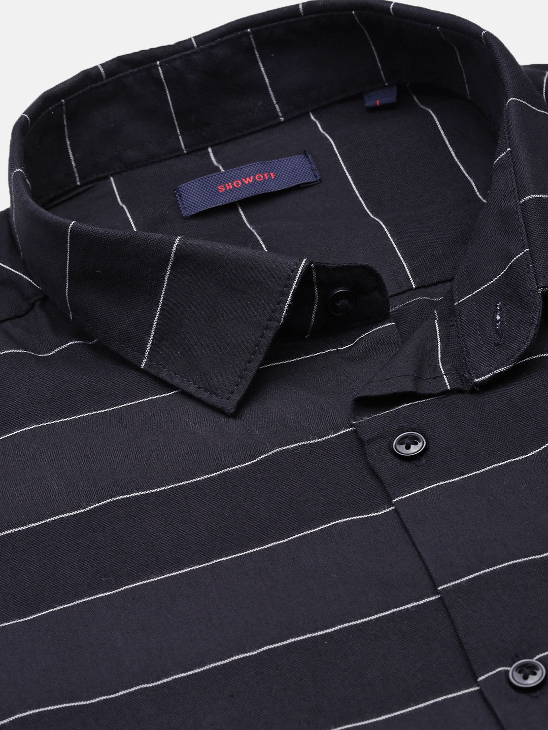 Men Grey Striped Slim Fit Shirt