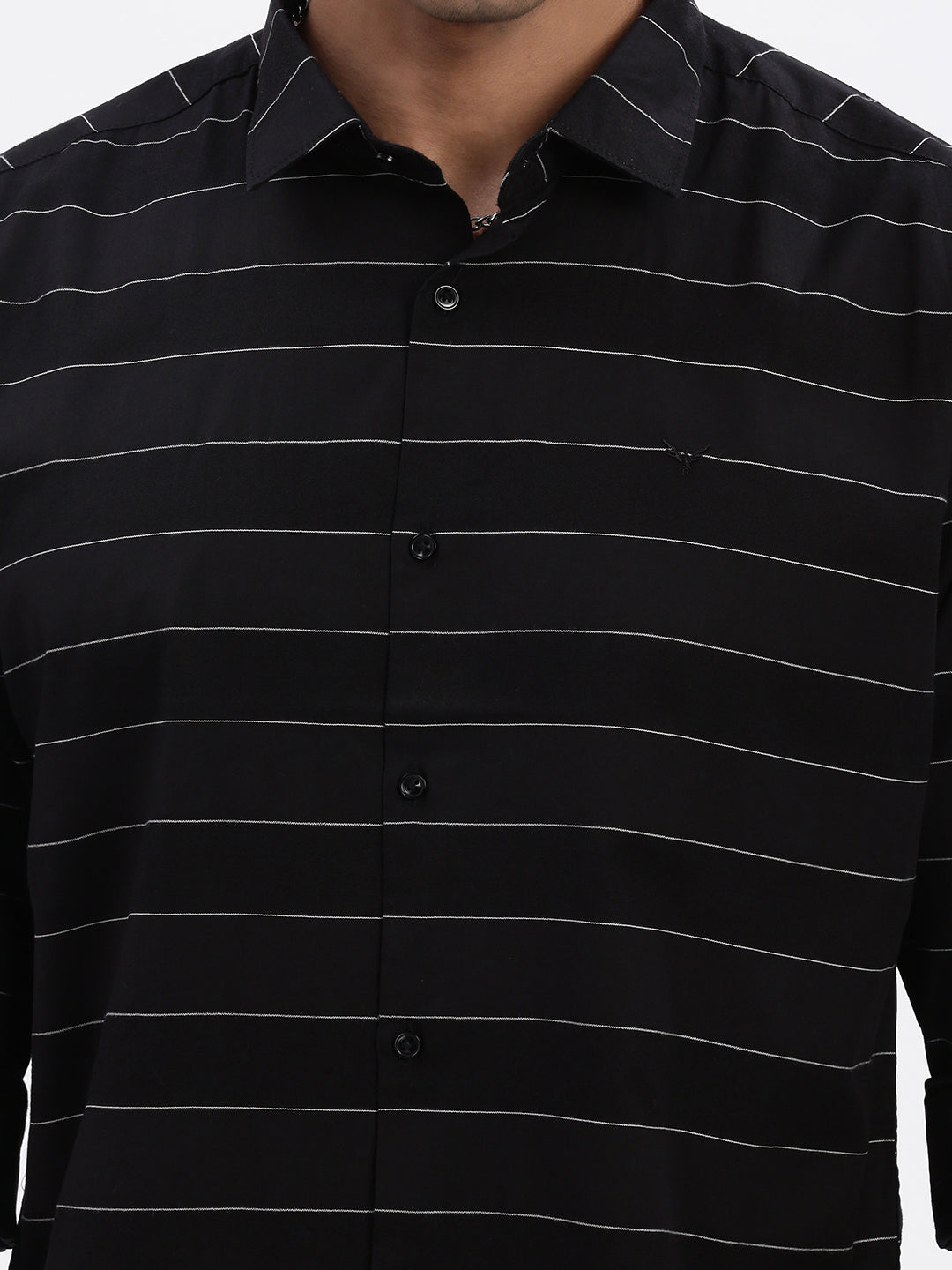 Men Black Striped Slim Fit Shirt