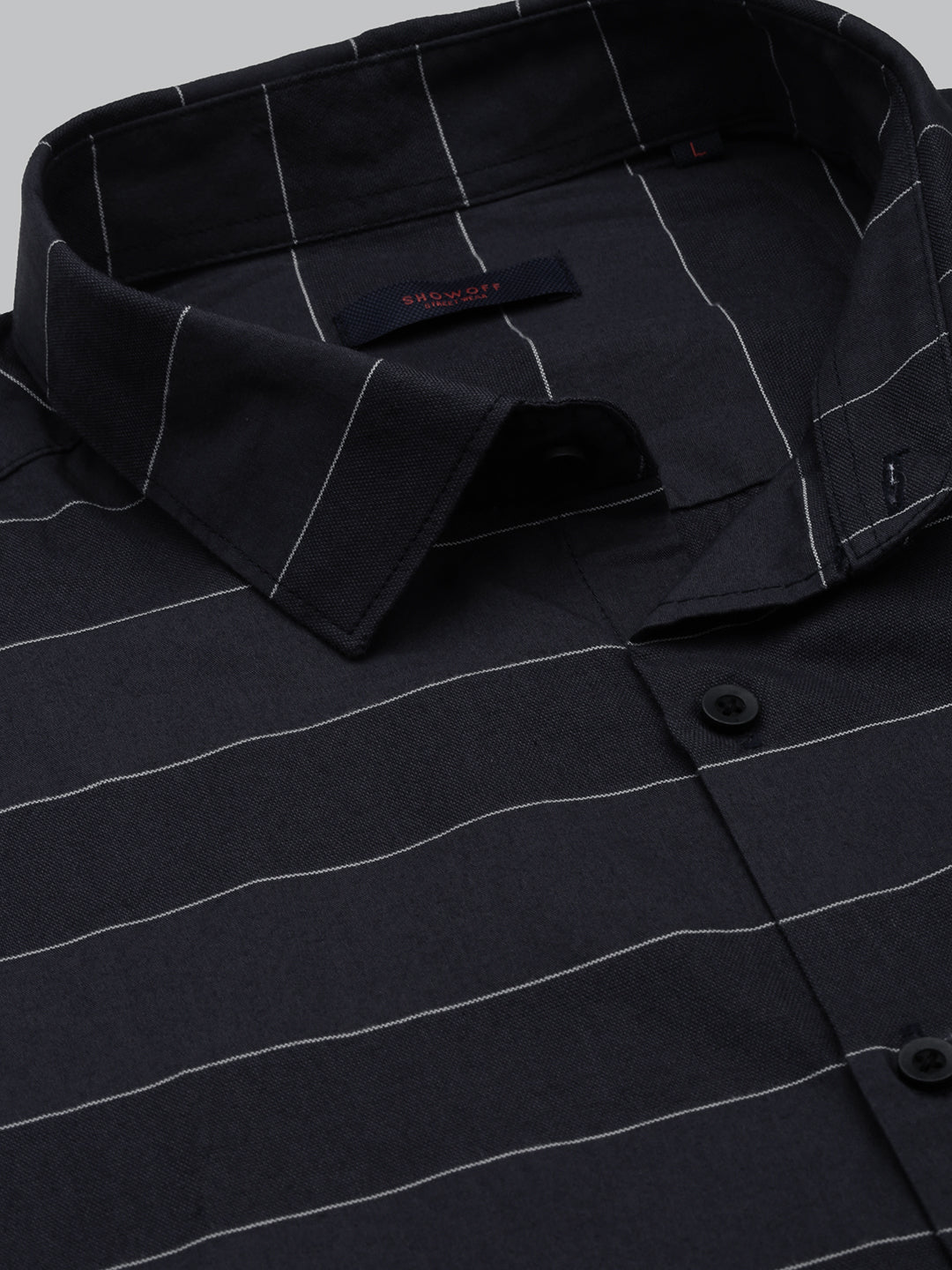 Men Black Striped Slim Fit Shirt