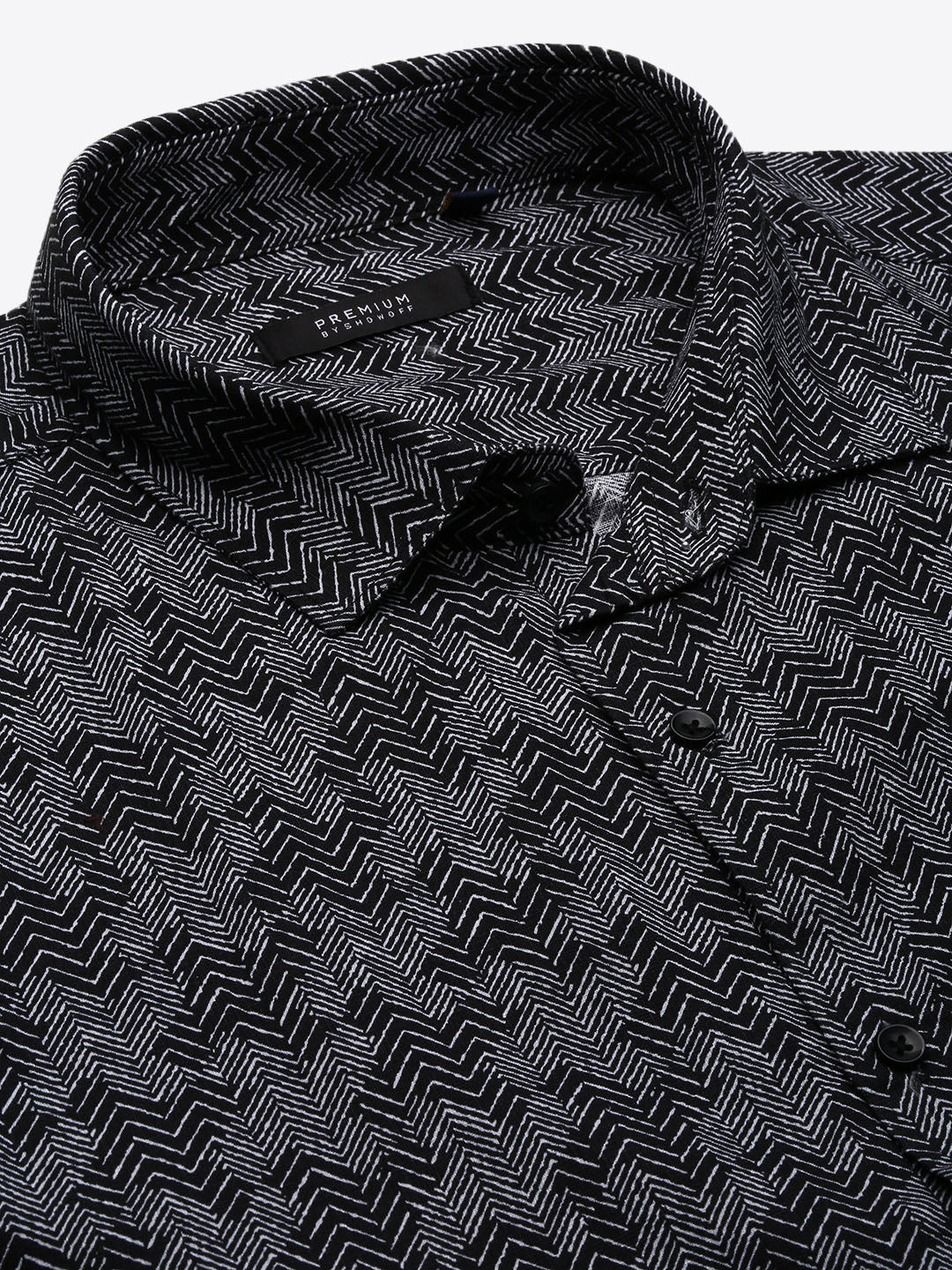 Men Black Geometric Slim Fit Shirt