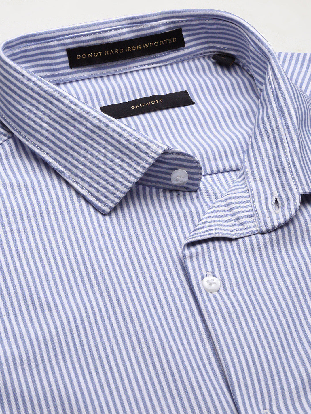 Men Blue Striped Slim Fit Shirt