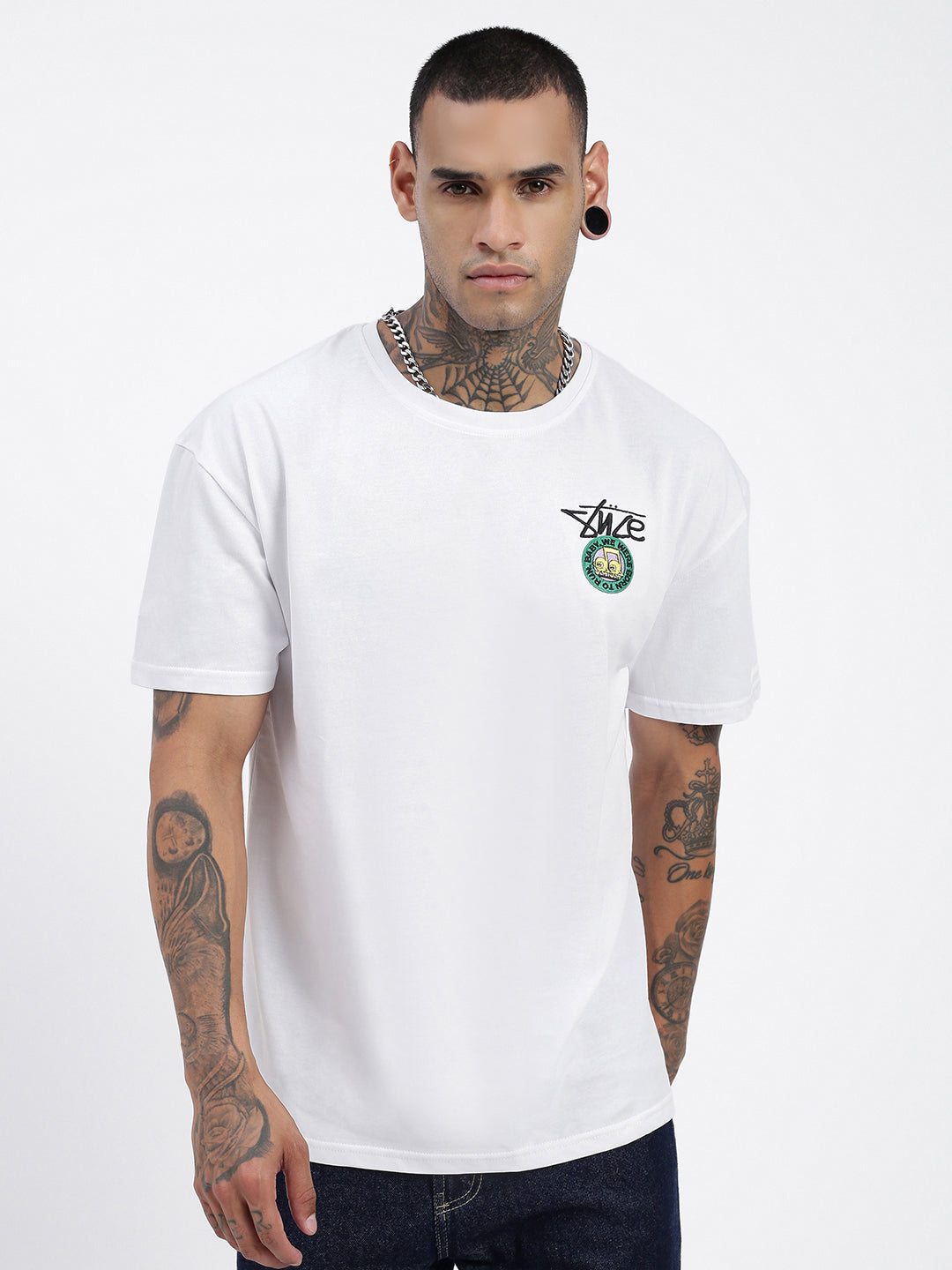 Men Graphic White Relaxed Fit T Shirt