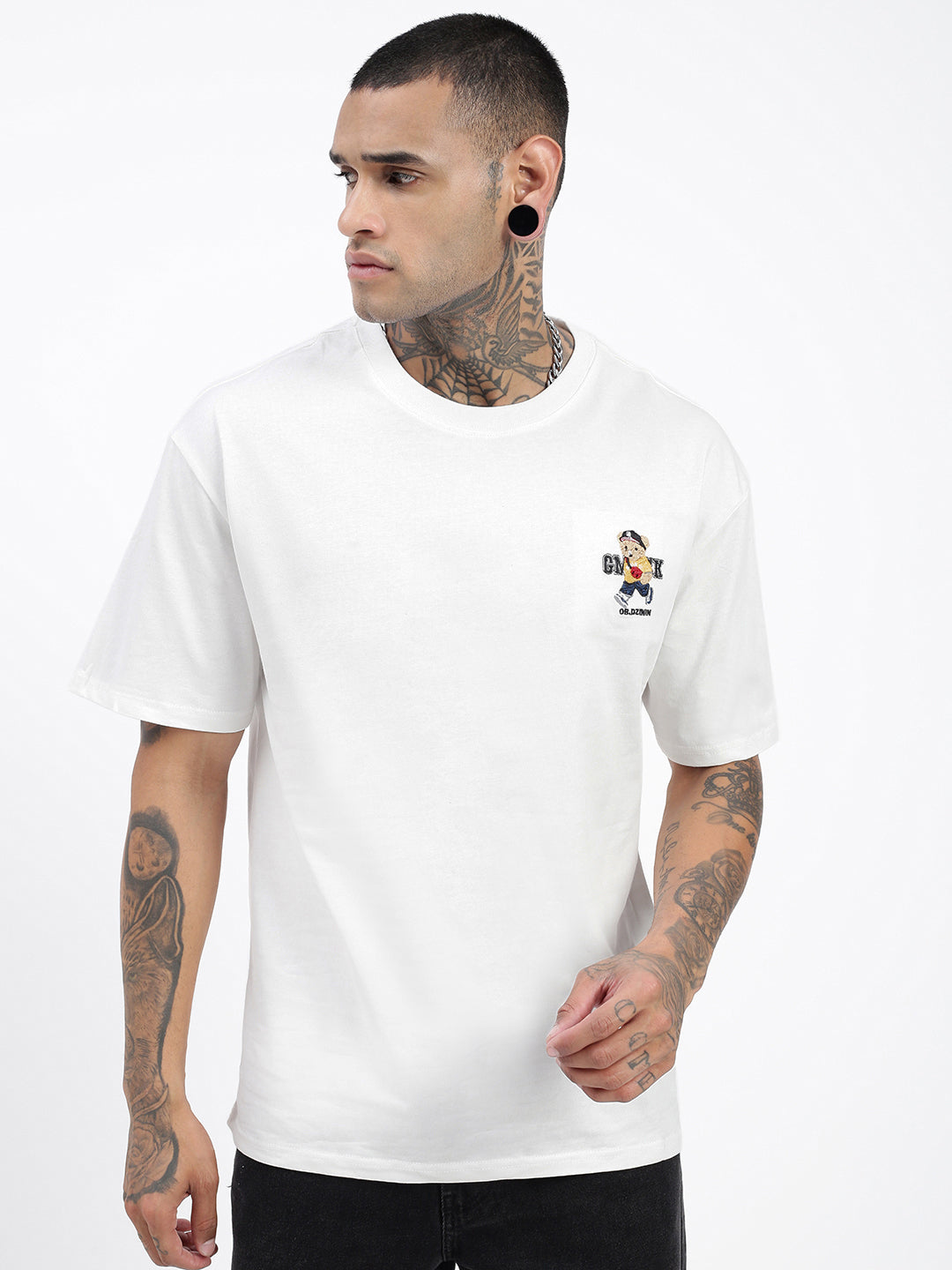 Men Graphic White Relaxed Fit T Shirt