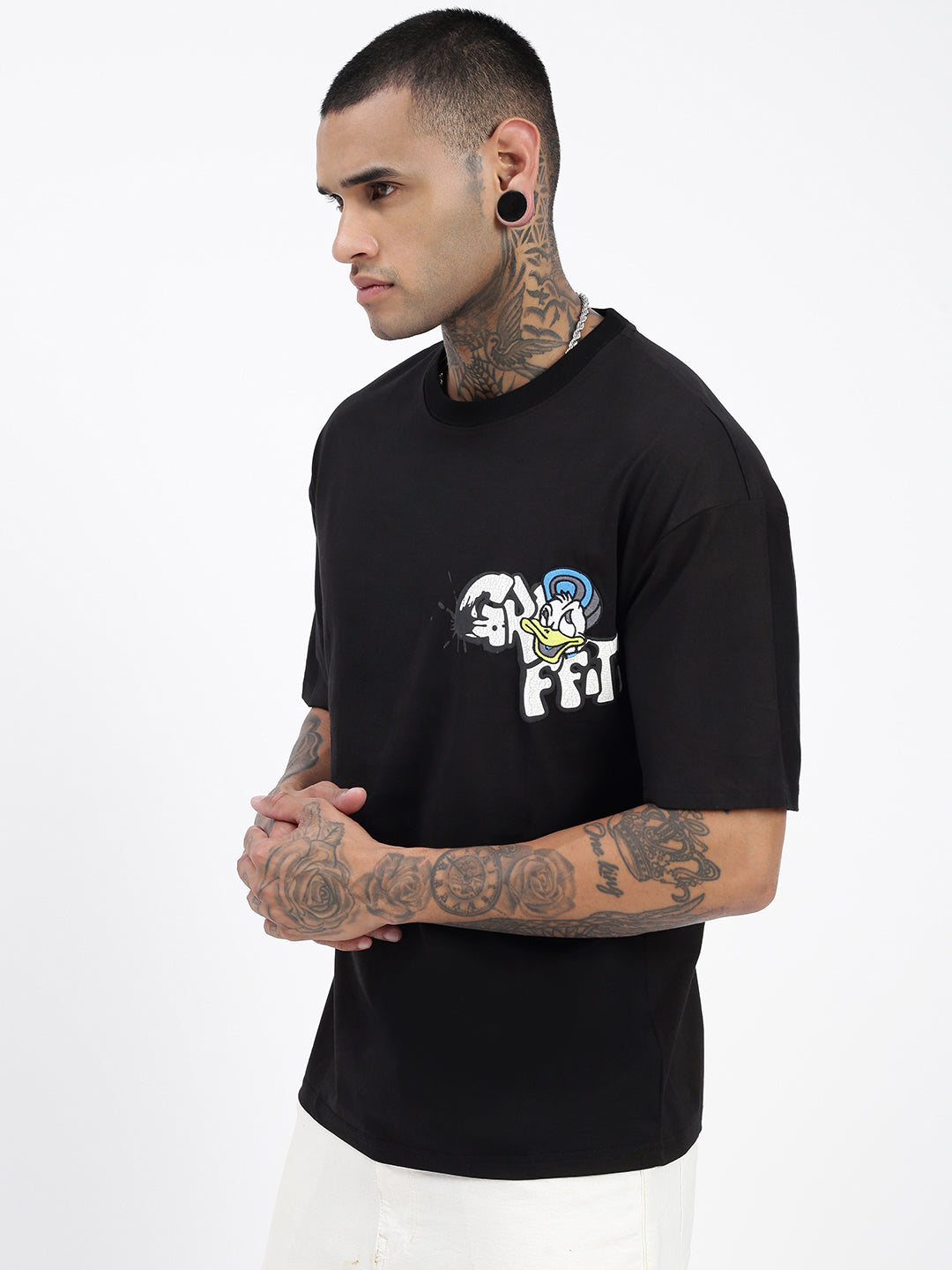 Men Graphic Black Relaxed Fit T Shirt