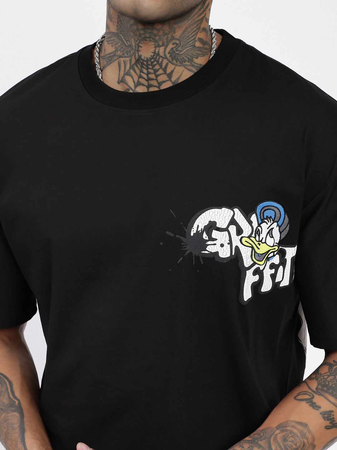 Men Graphic Black Relaxed Fit T Shirt