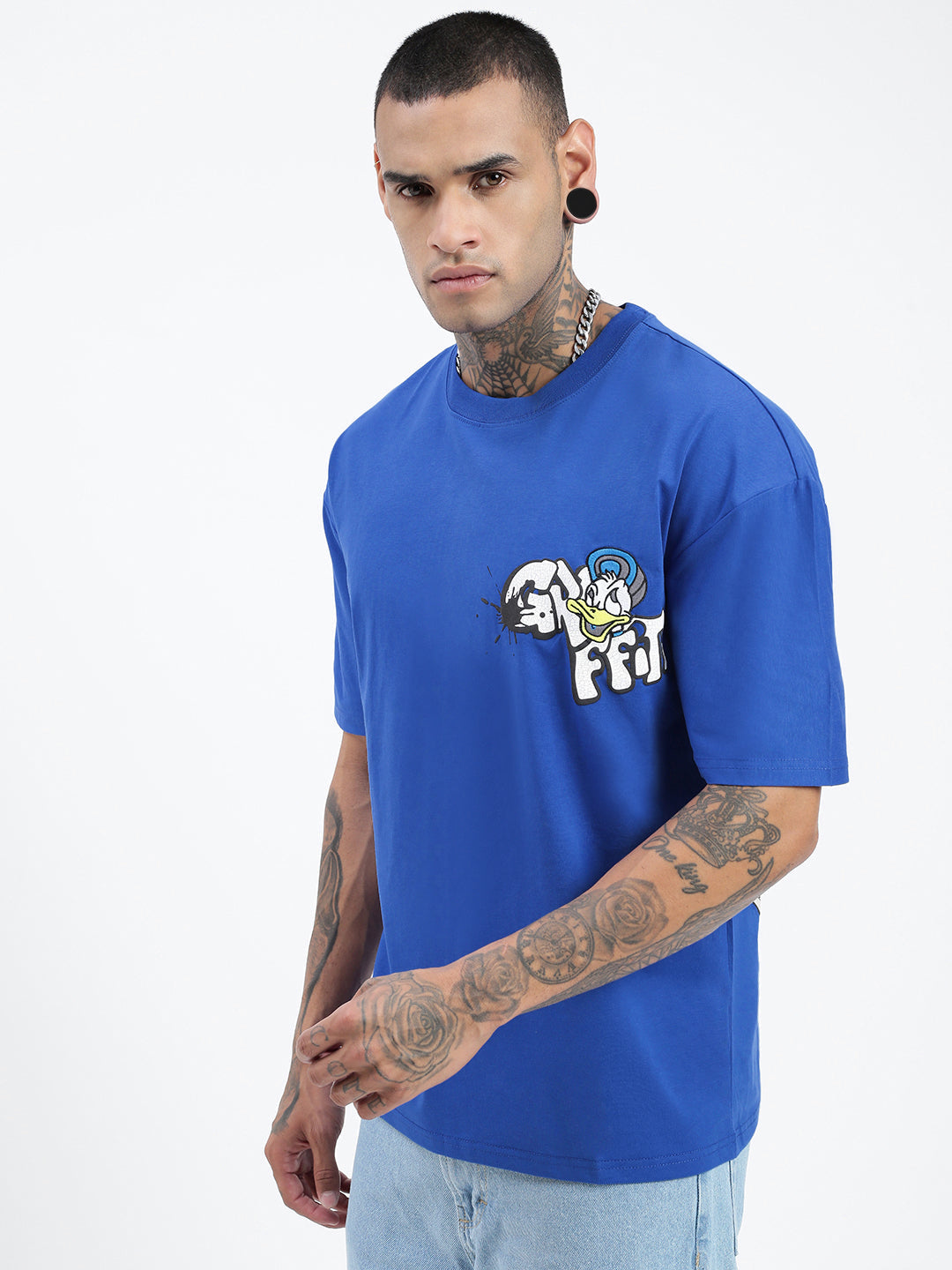 Men Graphic Blue Relaxed Fit T Shirt