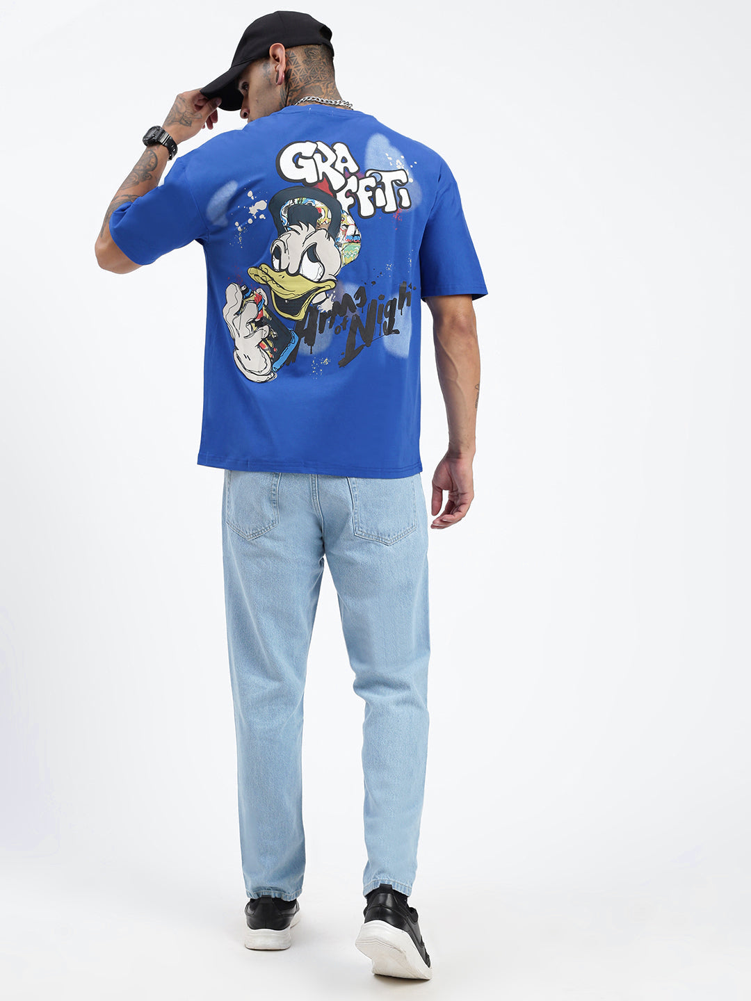 Men Graphic Blue Relaxed Fit T Shirt