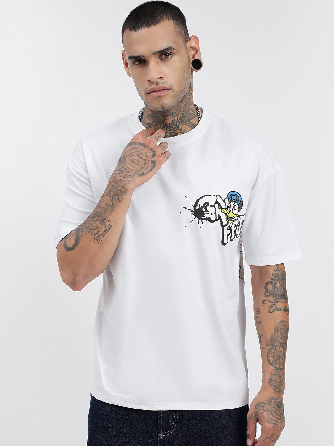 Men Graphic White Relaxed Fit T Shirt