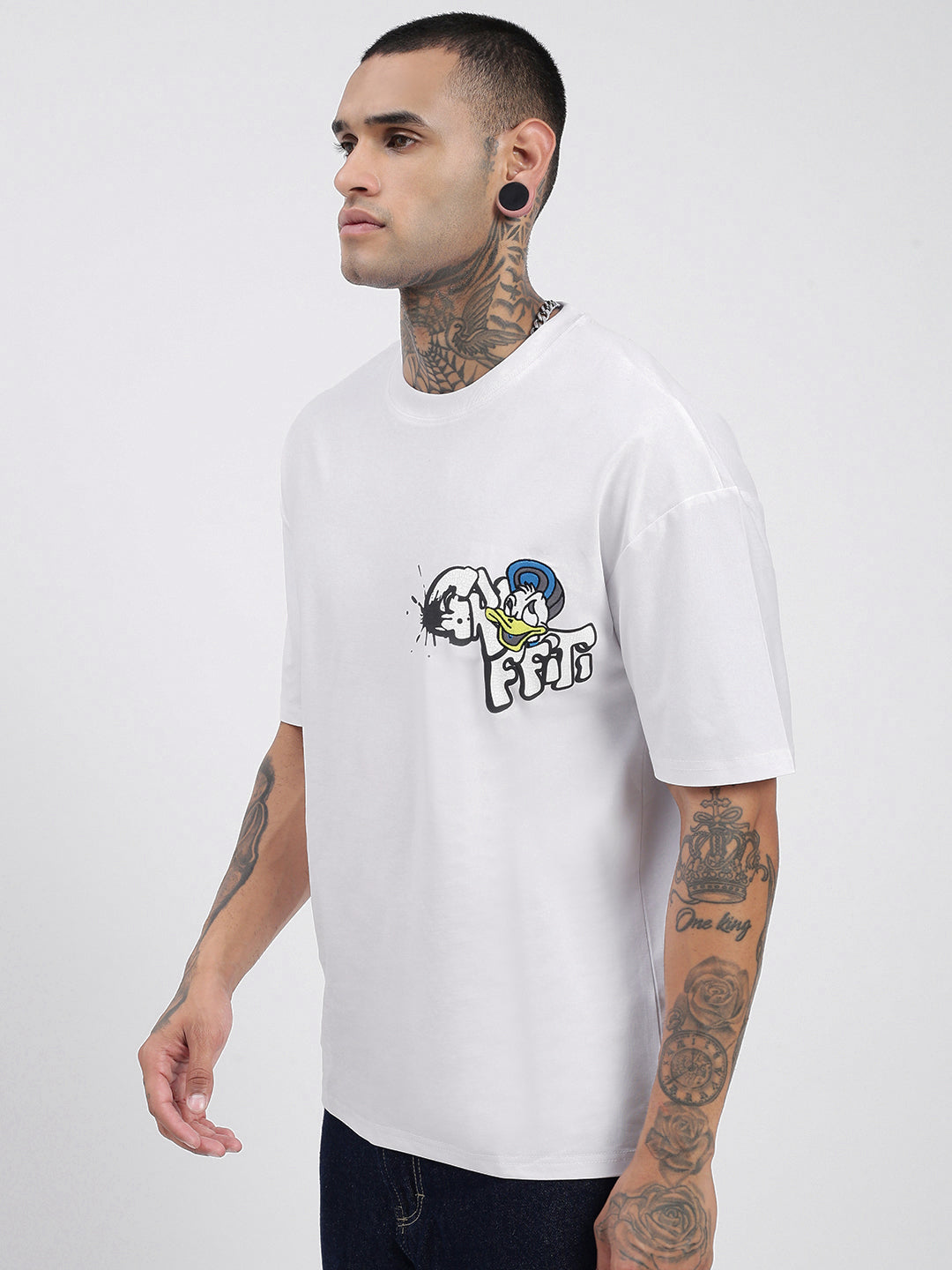 Men Graphic White Relaxed Fit T Shirt