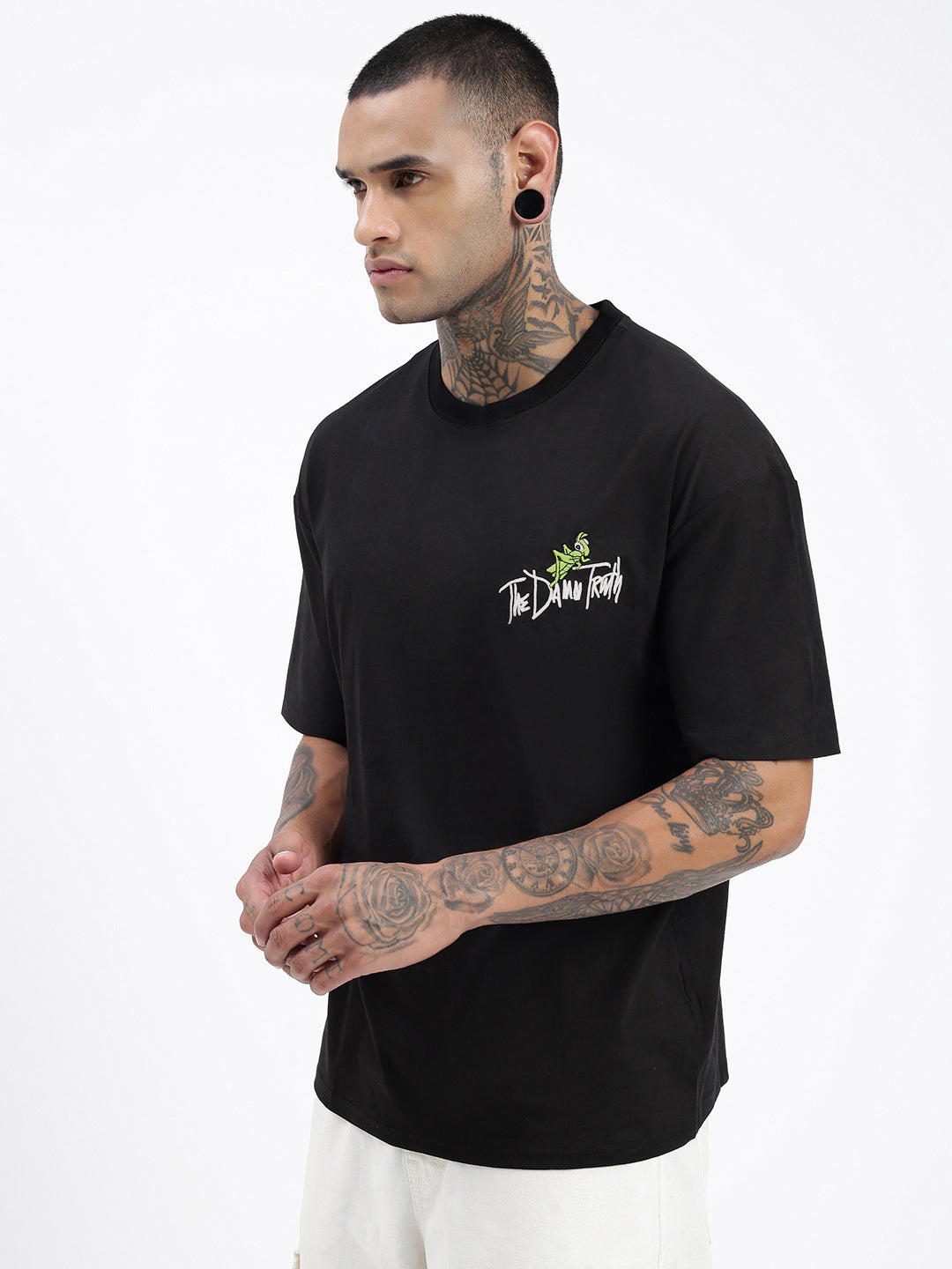 Men Graphic Black Relaxed Fit T Shirt